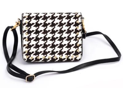 China Pony Skin Leather Crossbody Bags / Across The Shoulder Bags Houndstooth Design for sale