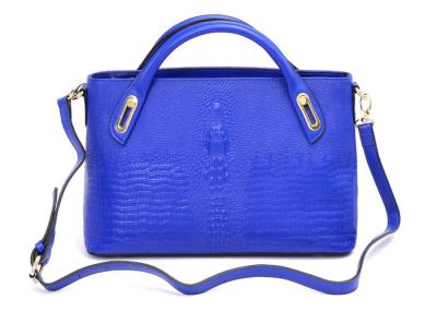 China Personalized Blue Womens Leather Briefcase Tote with Adjustable Top Handles for sale