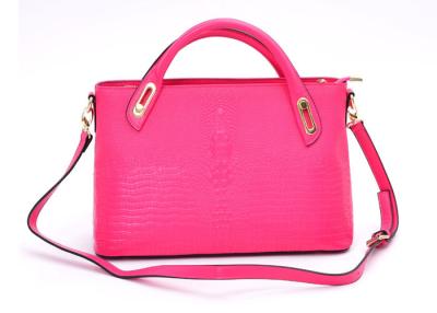 China Rose Crocodile Embossed Womens Leather Bags with Adjustable Top Handles for sale