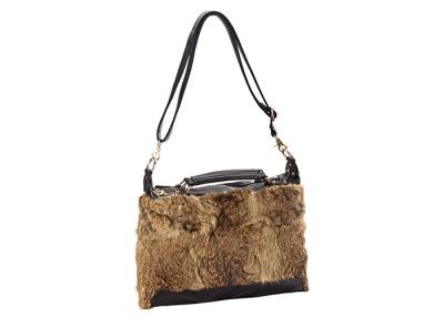 China Natural Ribbit Fur Handbags with Leather Handles / Long Shoulder Strap for sale