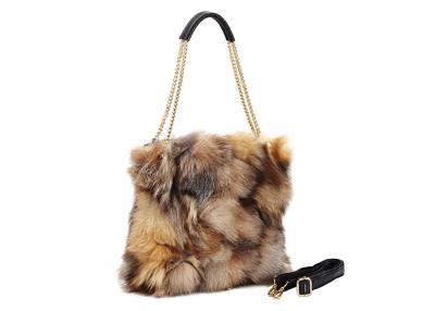 China Pebble Leather Ladies Shoulder Bag / Fox Fur Bag with Chain Shoulder Strap for sale