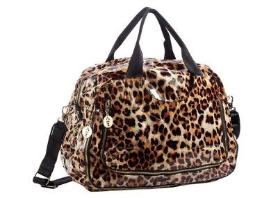 China Brown Leopard Print Soft Nylon Bag with Leather Handles in Medium Size for sale