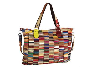 China Large Shopper Womens Striped Patchwork Shoulder Bag in Multi Colors for sale