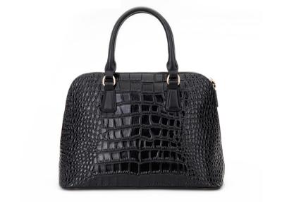 China Classic Croco Embossed cow leather handbags Black , Medium Size for sale