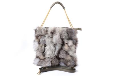 China Natural Mixed Fox Fur Medium Leather Hobo Bag, Winter / Genuine Cowhide Bag for sale