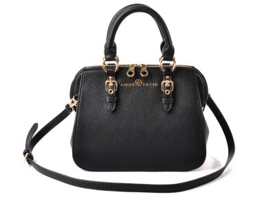 China Black PU Leather Ladies Carry Bag Metal Frame inside Top Opening for sale