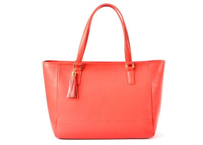 China Oversized Orange Leather Tote Bag / Leather Hobo Bags for Ladies for sale