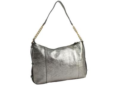 China Metallic Silver Cracked Cow Leather Woman Bag Chain Shoulder Strap for sale