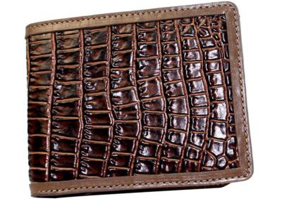 China Brown Croco Embossed Genuine Leather Man Wallet Real Nappa Leather All Inside for sale