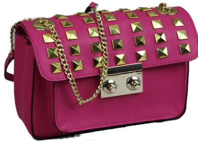 China Saffiano Leather Crossbody Bags Pyramid Studs on Front / Small Shoulder Bag for sale