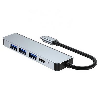 China Aluminum Alloy Type-C Hub Adapter 5 in 1 Multiport to HD-MI Laptop PD Type - C Hub USB 3.0 + USB2.0 Docking Station 4k for sale