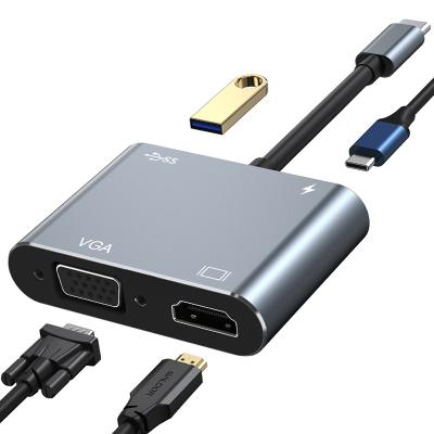 China Aluminum Alloy Best-selling 4 Port USB Hub With 4k HD Projection Screen Multi-screen Display USB C DOCK for sale