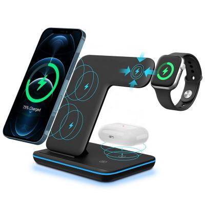 China Mobile Phone Best Selling Magnetic Wireless Charging Foldable Fast Charger 3 in 1 Wireless Charger for Promotions Wholesale Sales for sale