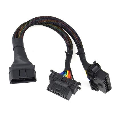 China For GM OBD 16PIN 1 2 Male To Female Dual 16 Pin OBD Extension Splitter Y Cable for sale