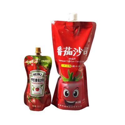 China Factory Customized Barrier Delute China Food Grade Aluminum Foil Liquid Plastic Bag With Ketchup Mouth Bag Ketchup Packaging for sale