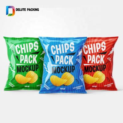 China Custom Wholesale Plastic Packaging Barrier Logo Design Aluminum Foil Bags For Chips for sale