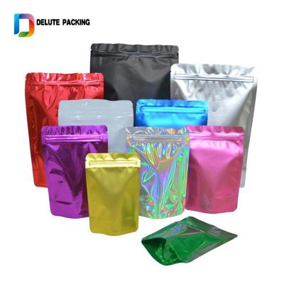 China Custom Food Packaging Zip Lock Moisture Proof Stand Up Pouch Mylar Silver Foil Foil Bags for sale