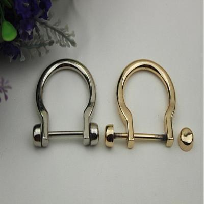 China Custom top quality light gold and nickel color metal d-ring,can removeble d buckle 42*47mm for sale