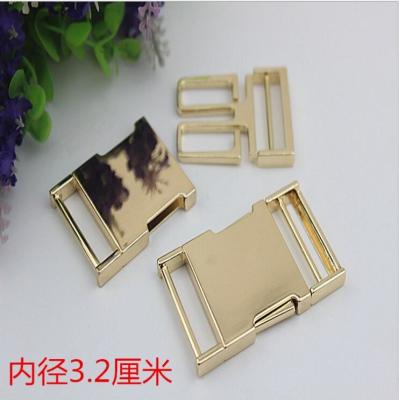 China High quality zinc alloy 32 mm light gold fast release buckle for bag parts for sale