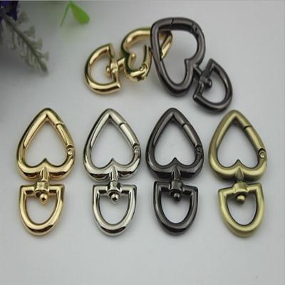 China High quality nickel 3/4 inch heart shape open spring metal o ring clips for purse/handbag for sale