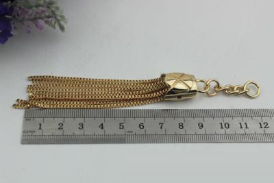 China New style zinc alloy 120 MM chain tassel pendant end caps cord ends with chains for sale