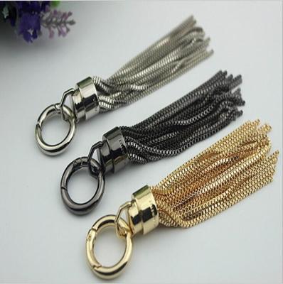 China High quality modern design tassel custom zinc alloy gunmetal colors 115 mm length metal tassel with metal cap for sale