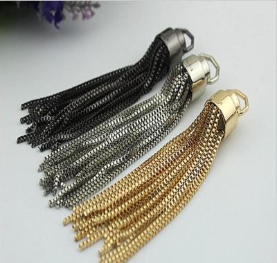 China OEM DIY Metal zinc alloy nickel color handbag accessories end caps with tassel for sale