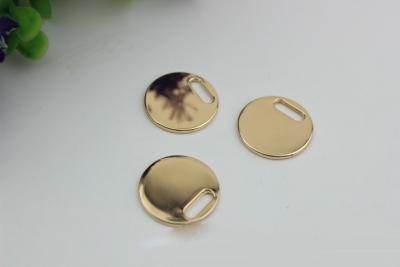 China Hanging light gold round shape flat 22 mm width metal logo plate for straps for sale