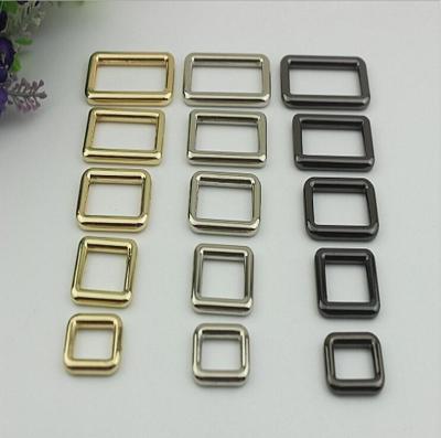 China Supply all kinds of size zinc alloy light gold square ring buckle for handbag for sale