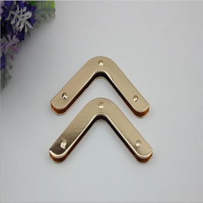 China Europe standard light gold right-angle metal handbag corner purse protector for sale