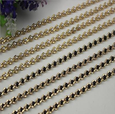 China Refined custom bag fitting pearl decorative 6 mm width light gold chain for crossbody bag for sale