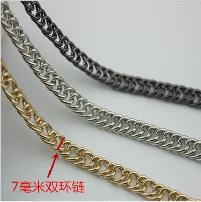 China Innovative design top quality iron material bag hardware 7 mm width light gold double metal chains for handbags for sale