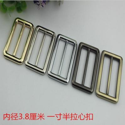 China New product 38 mm hanging brush anti brass color zinc alloy metal slide adjustable buckles for bag hardware for sale