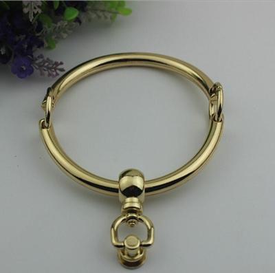 China China factory wholesale customize 95 mm round shape zinc alloy light gold circle handle handbag for sale