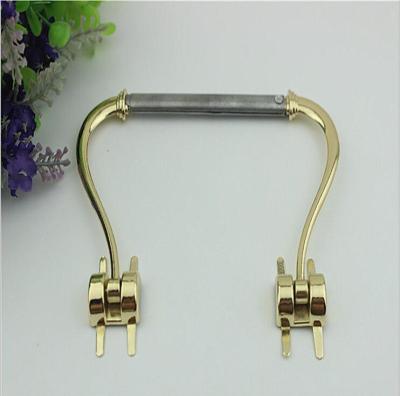 China 2018 Latest models design light gold 100 mm length leather metal handle for clutch bag for sale