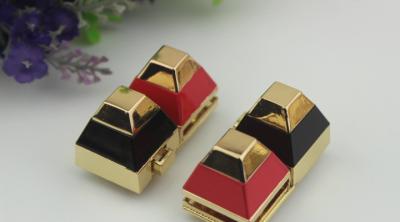 China Top selling high end plating double color red and black metal turn lock for handbag for sale