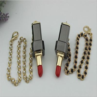 China 2019 Latest fashion leather bag ladies handbag light gold decorative lipstick locks with metal chain for sale