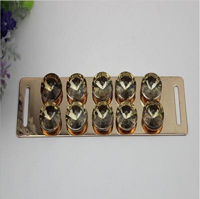 China Shoes accessories light gold iron sheets diamond decorative metal buckle parts for shoelace for sale