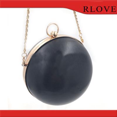 China Fashion hardware accessories custom gold round shape evening bag plastic box metal frame for sale