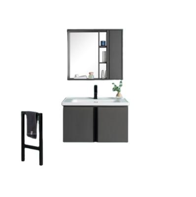 China 2021 Modern New Design Gray Color Wall Mount Bathroom Furniture Cabinet Set Vanity for sale