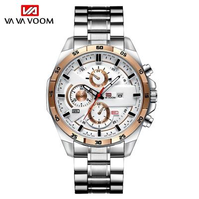 China New Full Calendar Men's Sports Fashion Watch Factory Direct Selling Stainless Steel Band Single Calendar Waterproof Custom Quartz Watches for sale