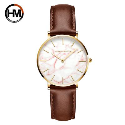 China Hannah Martin Ladies Own Logo Low MOQ Japan Movt Calendar Full Quartz Designer Fashion Waterproof Women Female Genuine Leather Watch Strap for sale