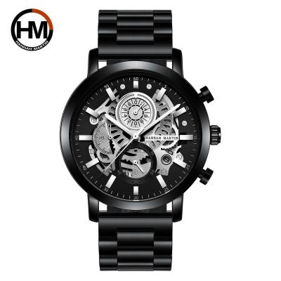 China Hannah Martin Complete Calendar Custom Stainless Steel Skeleton Men's Quartz Wrist Chronograph Waterproof Design Luxury Watches for sale