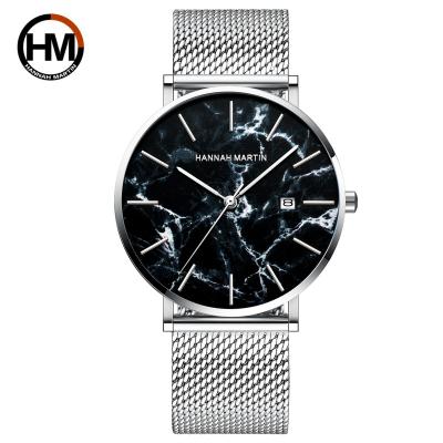 China Hannah Martin Top Brand Men's Calendar Gift Business Fashion Simple Steel Mesh Strap Custom Clock Simple Water Resistant Watches Men Wrist Luxury for sale