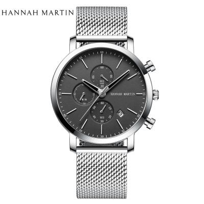 China HANNAH MARTIN Simple Japan Quartz Movement Calendar Full Black Classic Watches Waterproof Calendar Leisure Fashion Men Wrist Watches Brand for sale