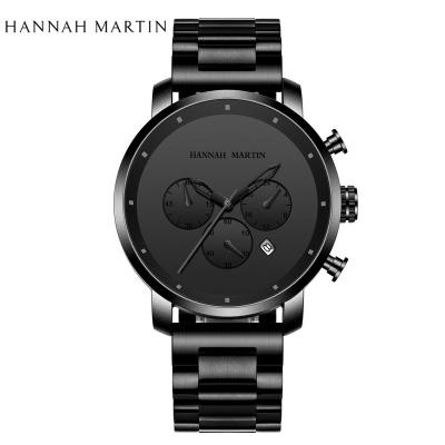 China New Fashion Chronograph Hannah Martin High Quality Quartz Calendar Multifunctional Wristwatch Style Waterproof Stainless Steel Watch For Men for sale