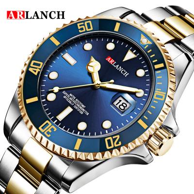 China Top Full Calendar Mens Sports Watches Hannah Martin Light Luxury Style Blue Gold With Stainless Steel Custom For Men Electronic Quartz Watches for sale