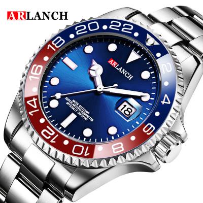 China Cola Series Business Watch Red Blue Full Stainless Steel Strap Men's Cola Calendar Quartz Wrist Watch Luminous Luxury Waterproof Reloj for sale