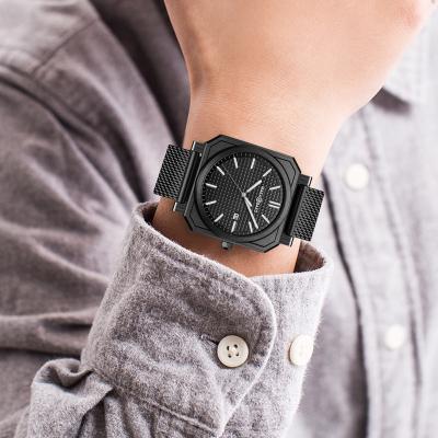 China Best Selling Water Resistant Custom Designs Japan Strap Make Your Case Logo Analog Custom Square Professional Men Waterproof Watch for sale