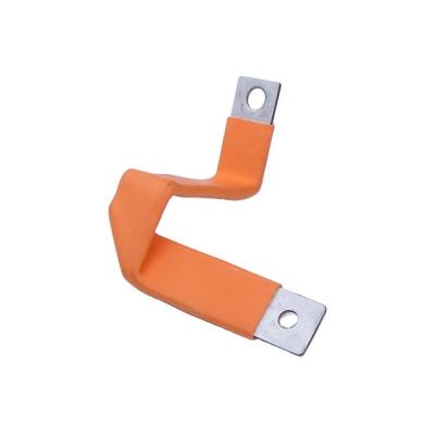 China Battery Connection High Conductivity Flexible Busbar Copper Busbar With Orange Heat Shrink for sale